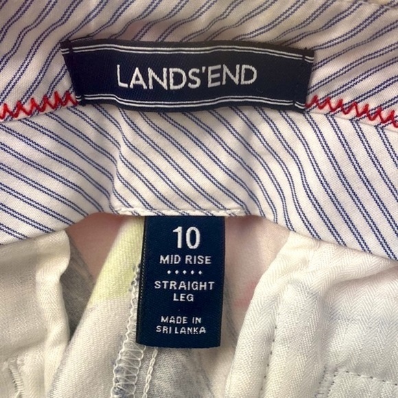 Women’s Lands End Multicolor Floral Flat Front Mid Rise Straight Leg Pants 10 - Picture 8 of 8